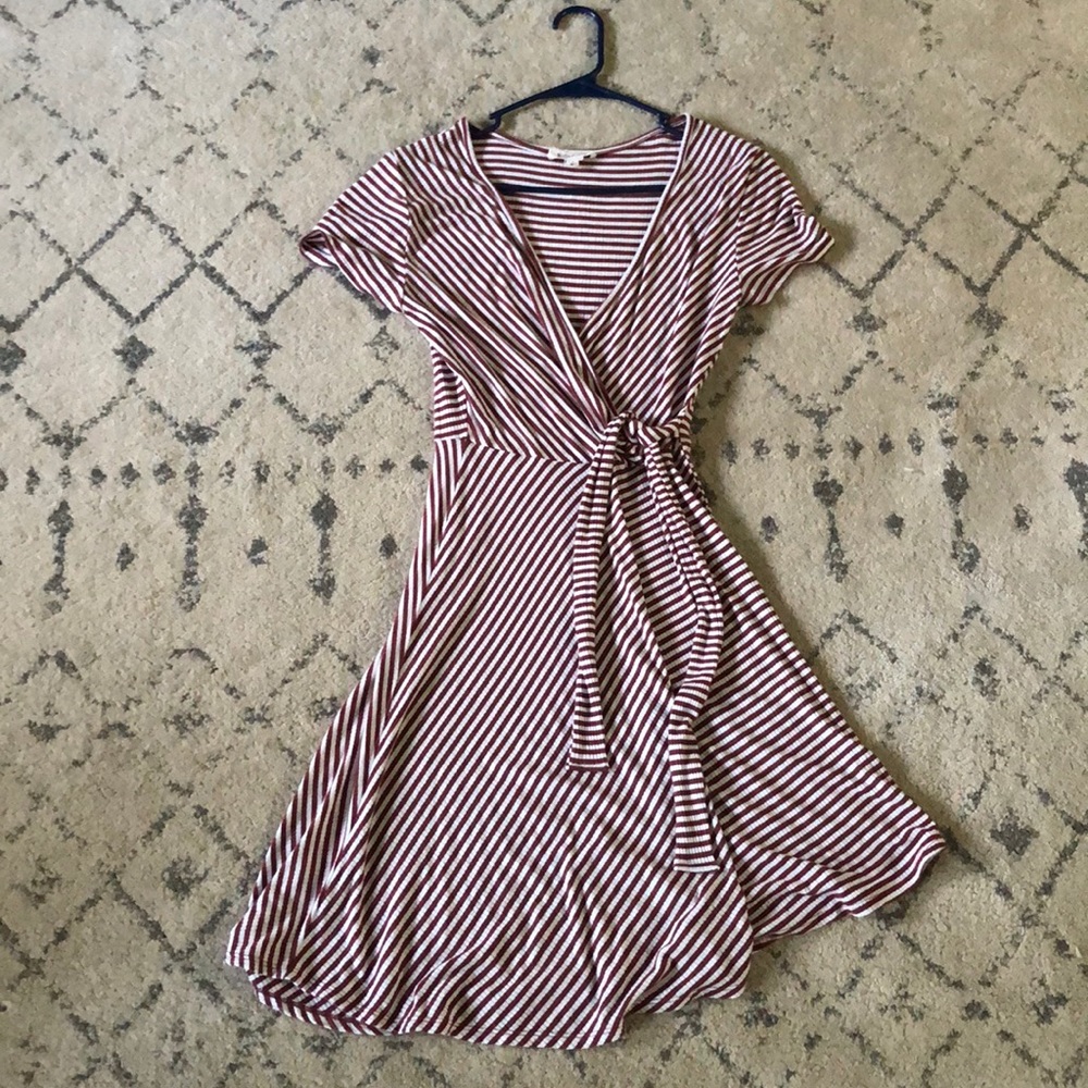 Casual striped wrap dress